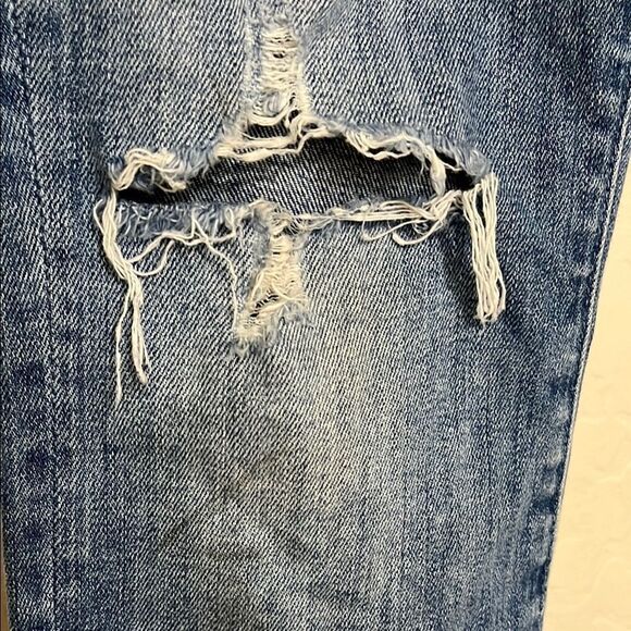 Mother The Looker Crop Blue Distressed Ripped Jeans Whole Lotta Trouble - Picture 2 of 13